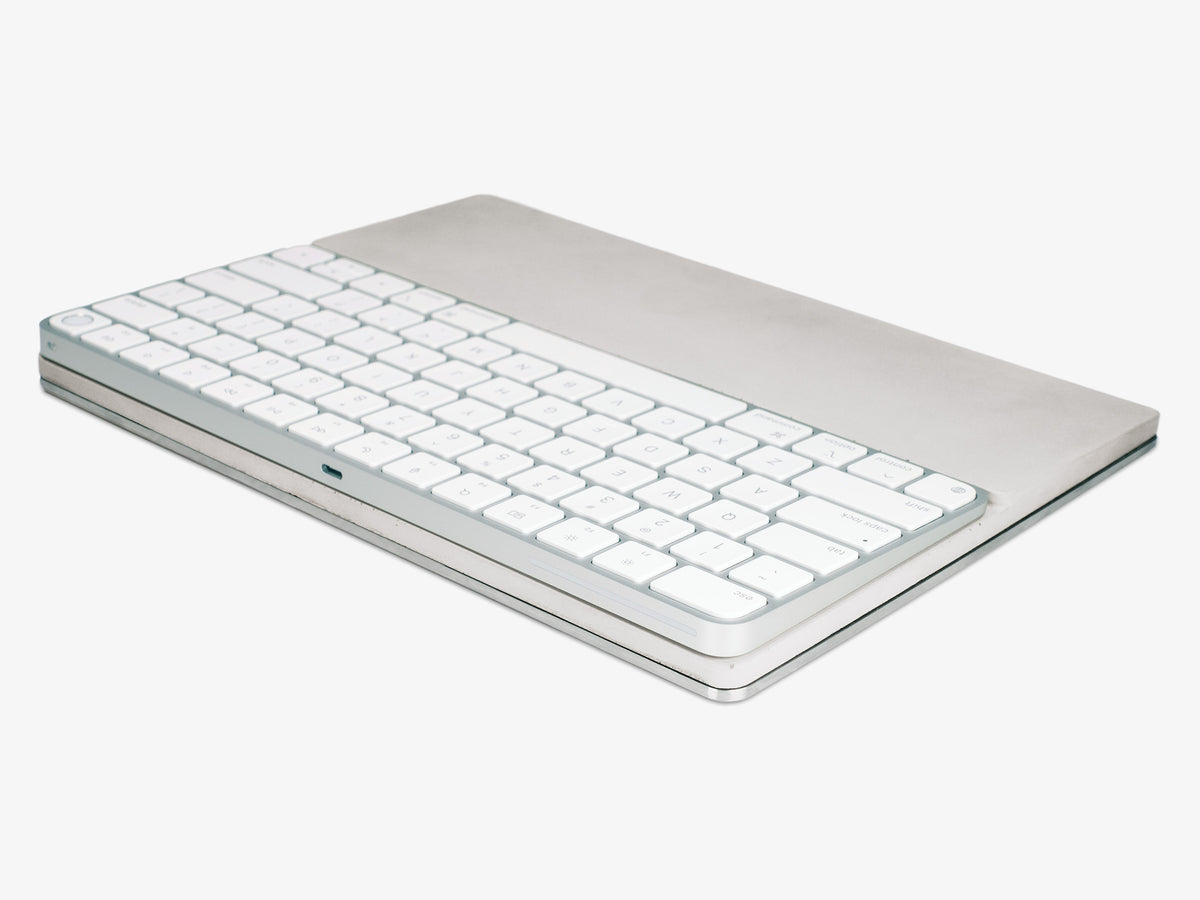 Concrete Standard Keyboard Tray, in use, back-right view