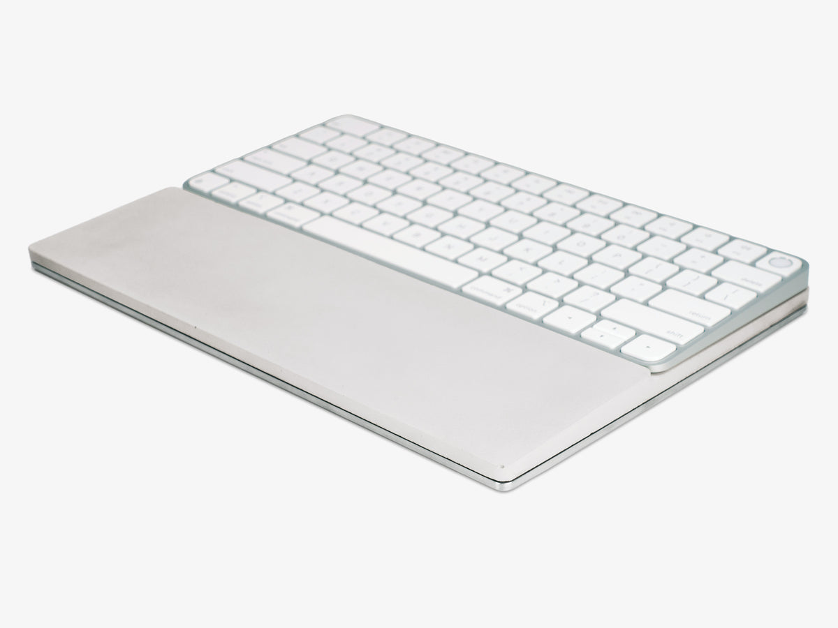 Concrete Standard Keyboard Tray, with keyboard, front-left view