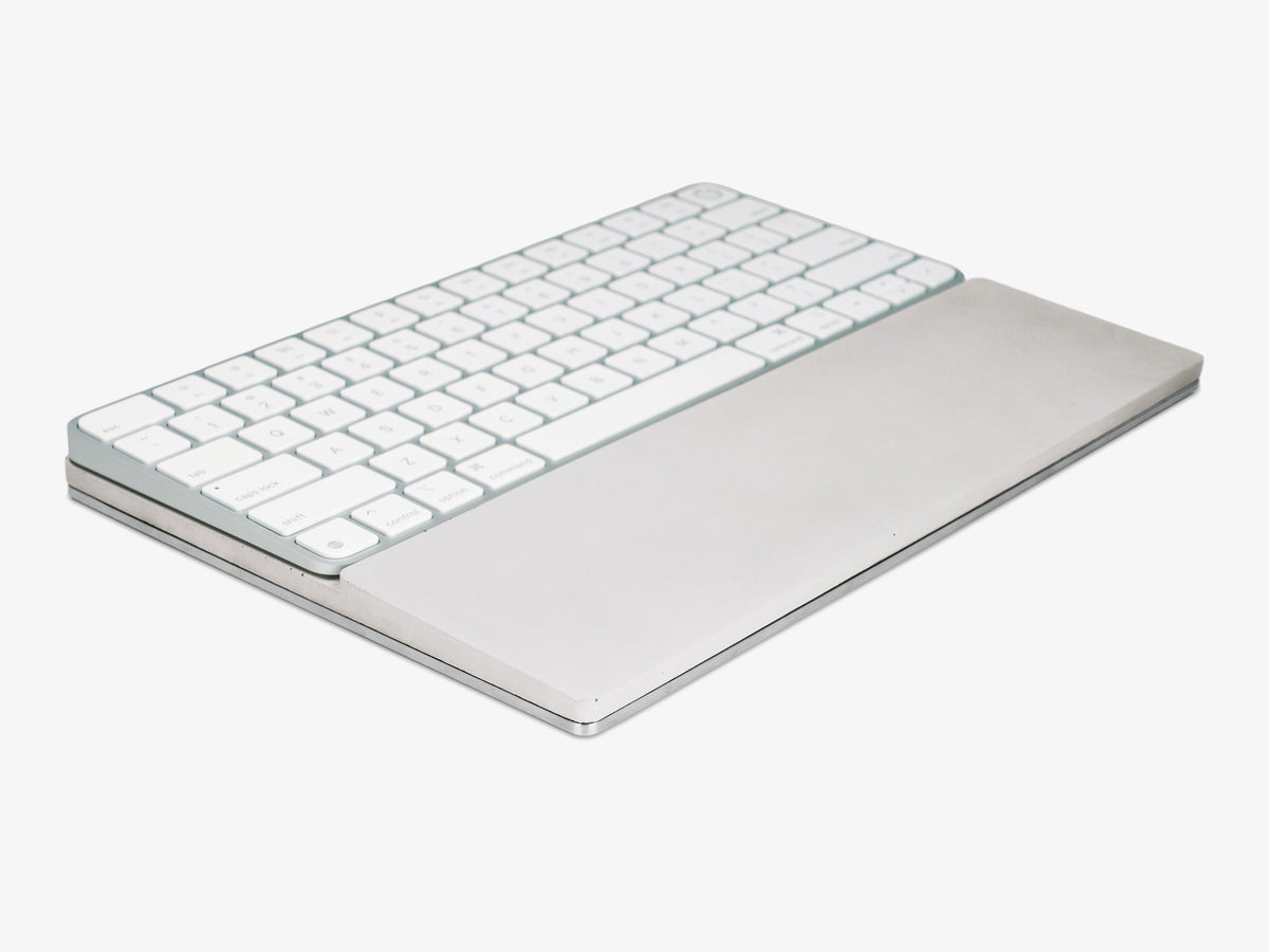 Concrete Standard Keyboard Tray, in use, front-right view