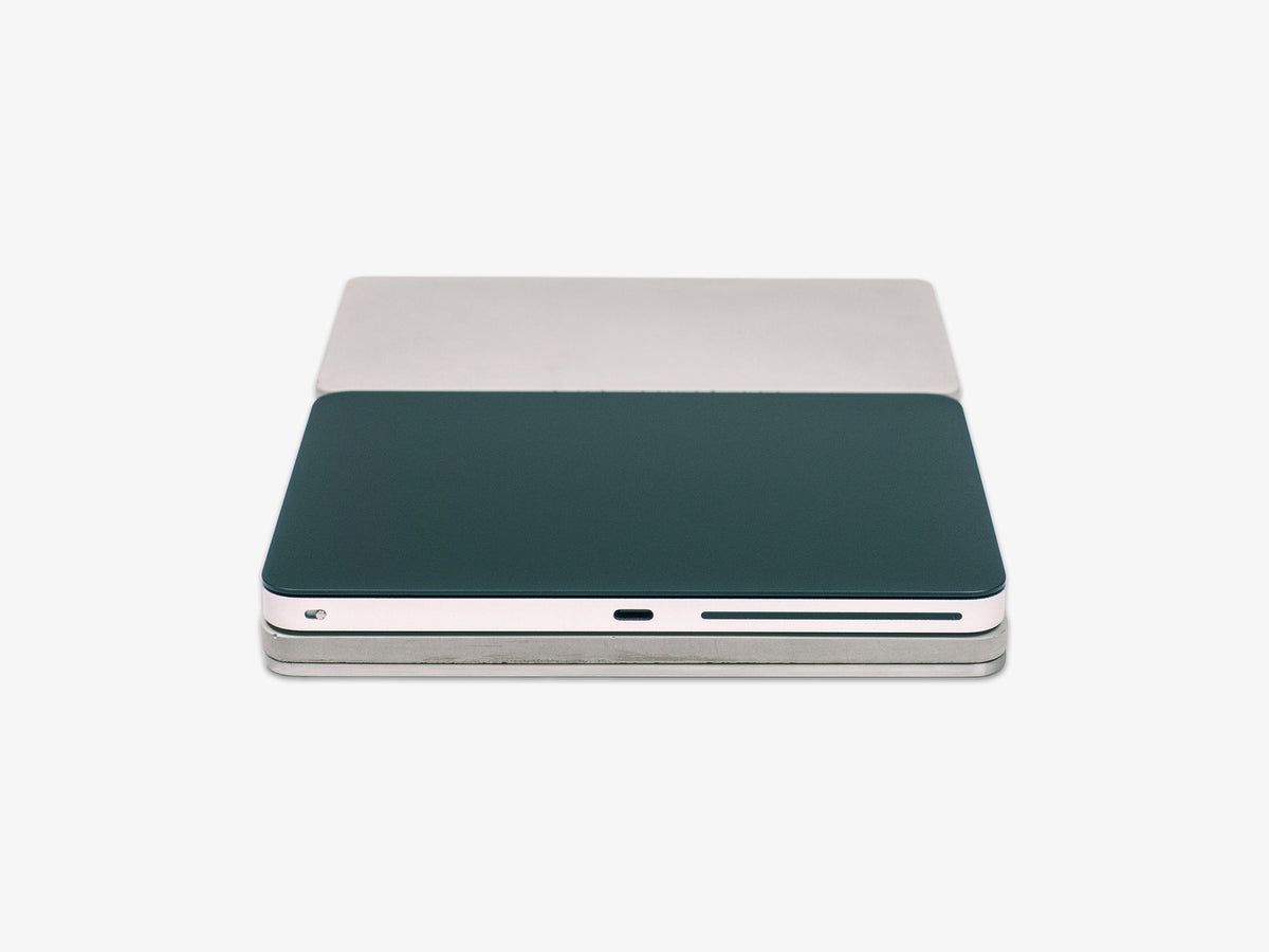 Concrete Trackpad Tray, in use, back view