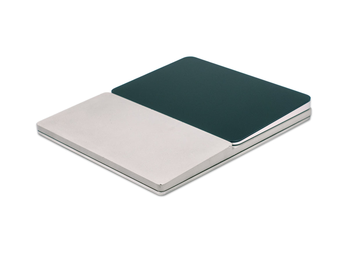 Concrete Trackpad Tray, in use, front-left view