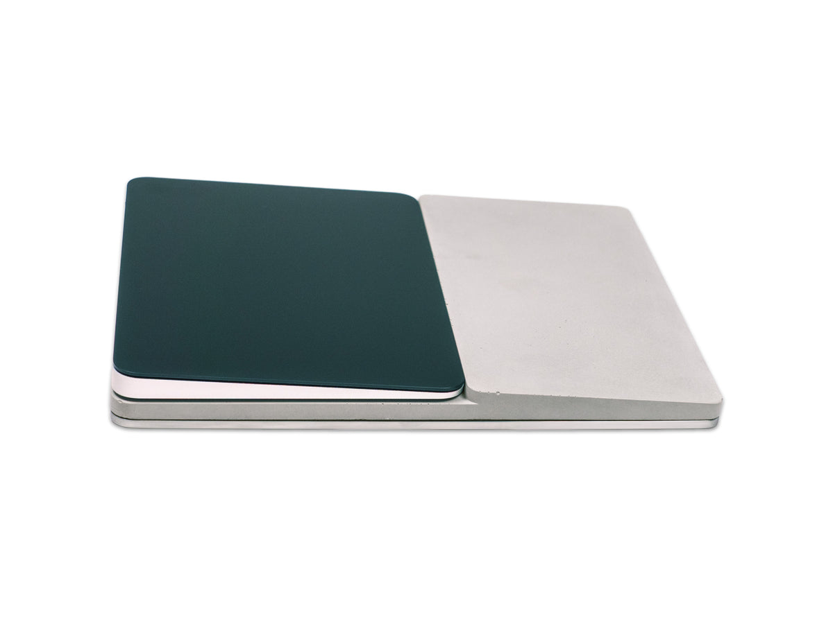 Concrete Trackpad Tray, in use, right view