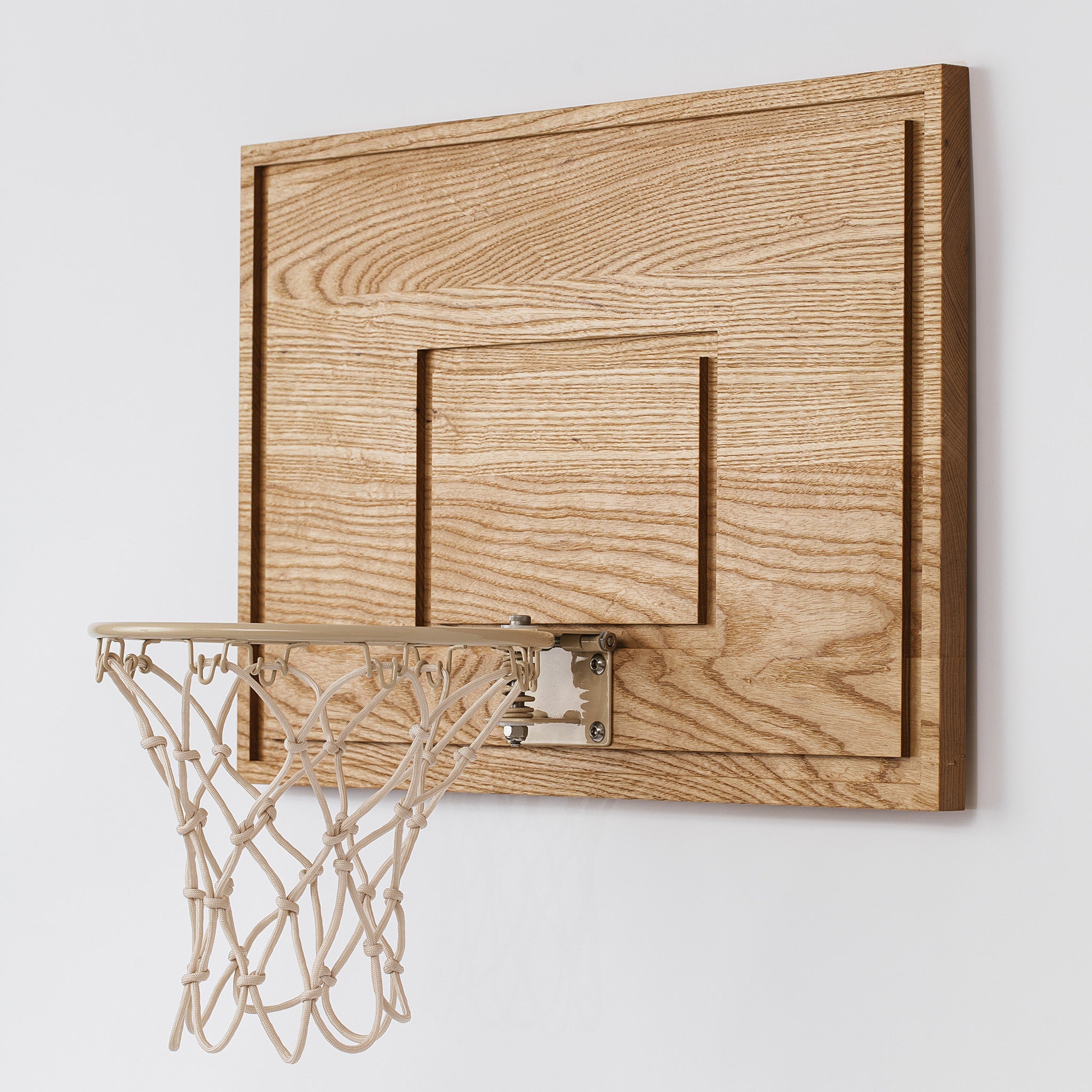 Natural ash hardwood wall mounted mini basketball hoop with breakaway rim -ash