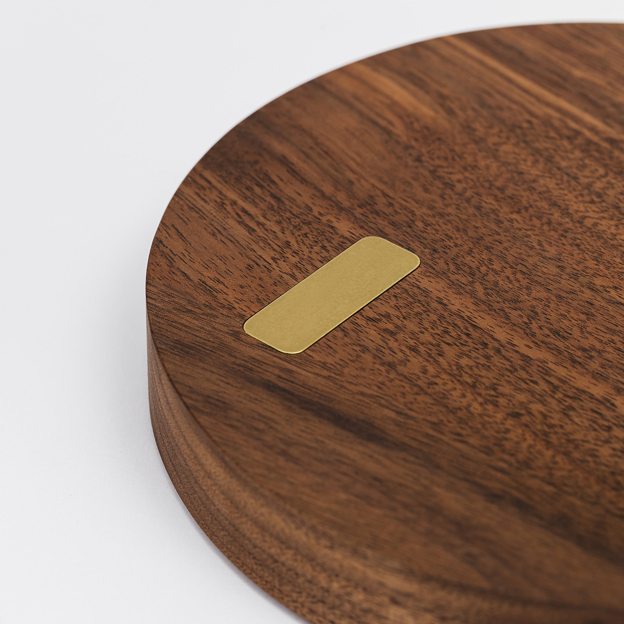 Brushed brass touch pad for dimming and switching on off -walnut