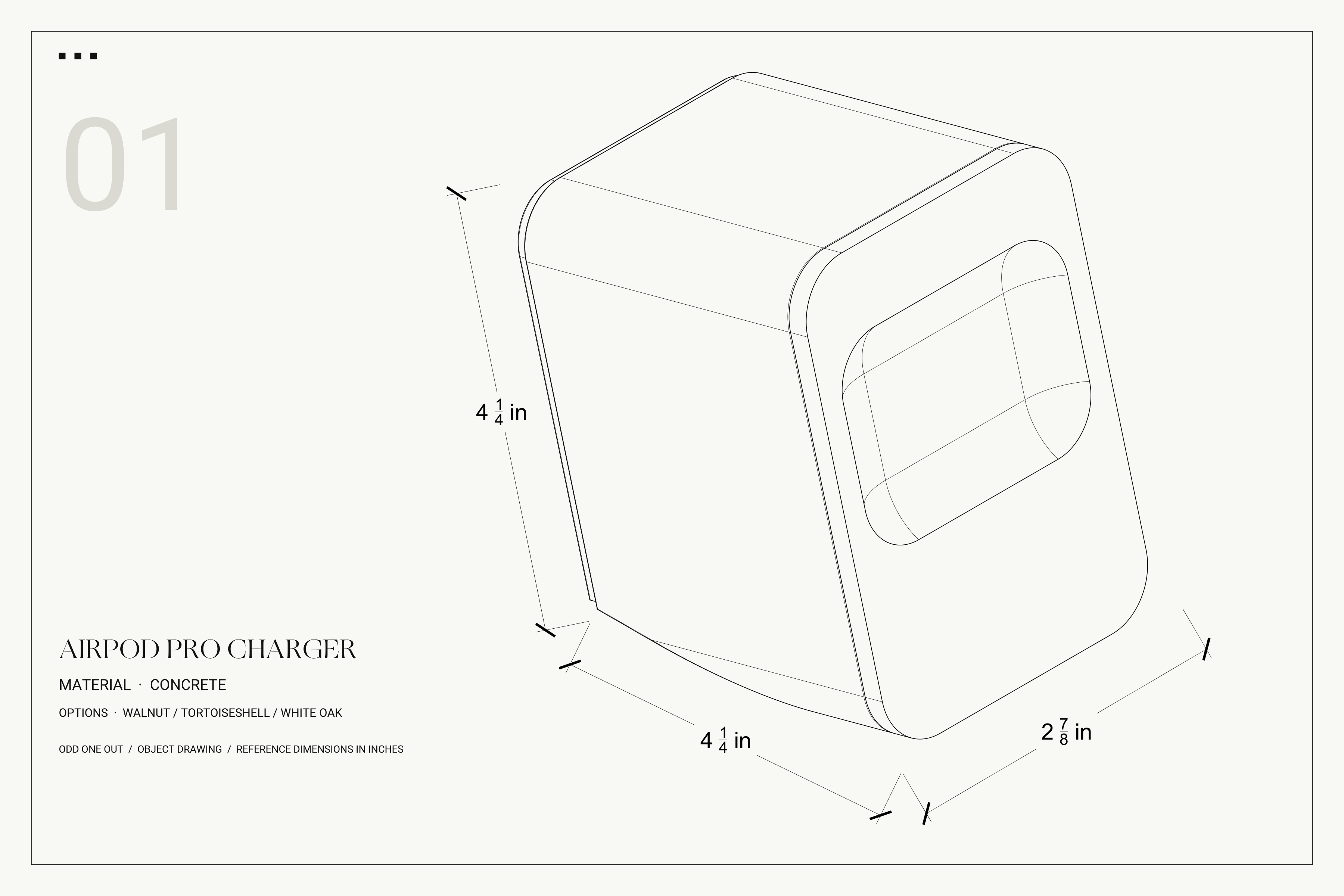 AirPod Pro Dock dimension drawing on a warm off-white background