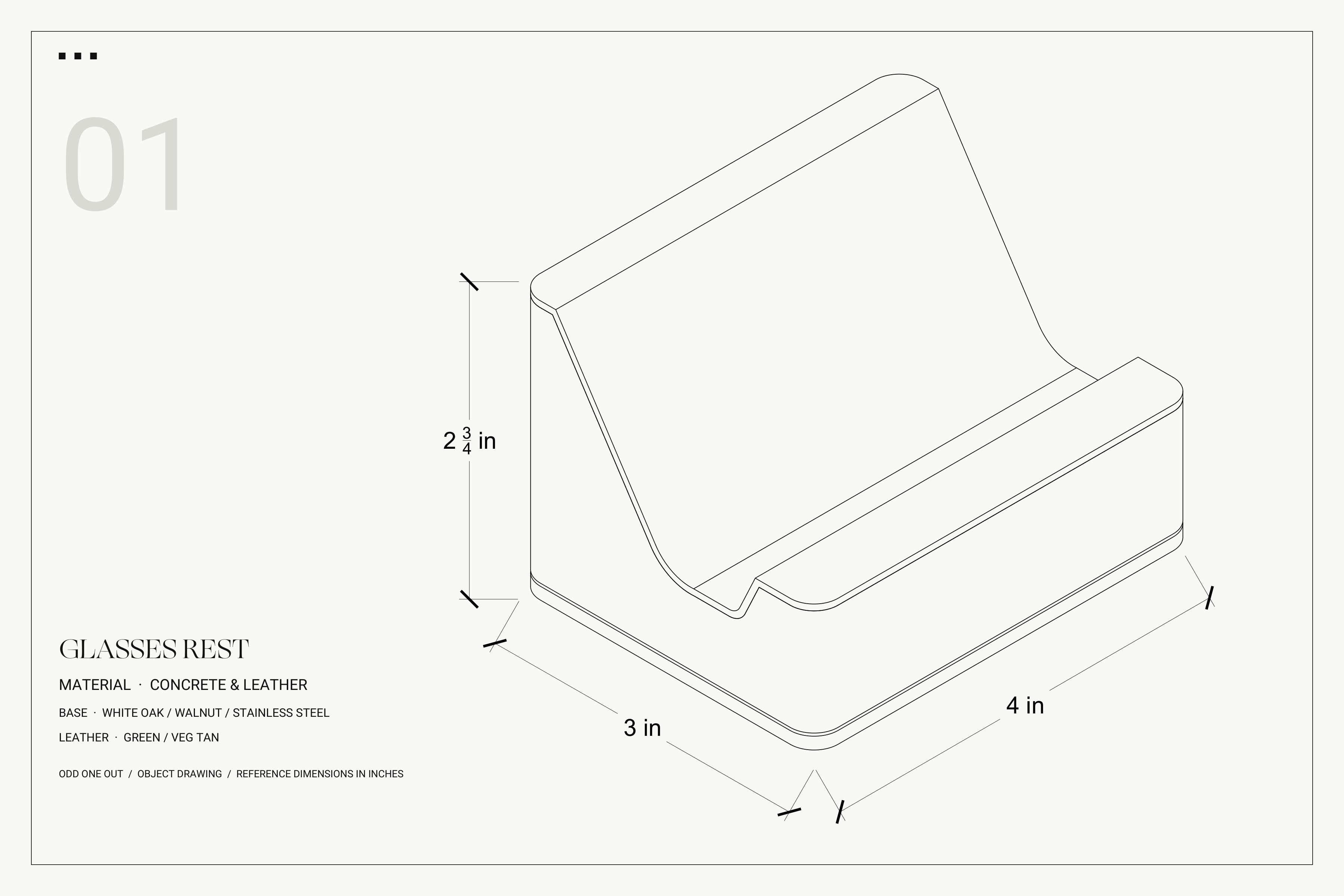 Glasses Rest technical drawing with dimensions
