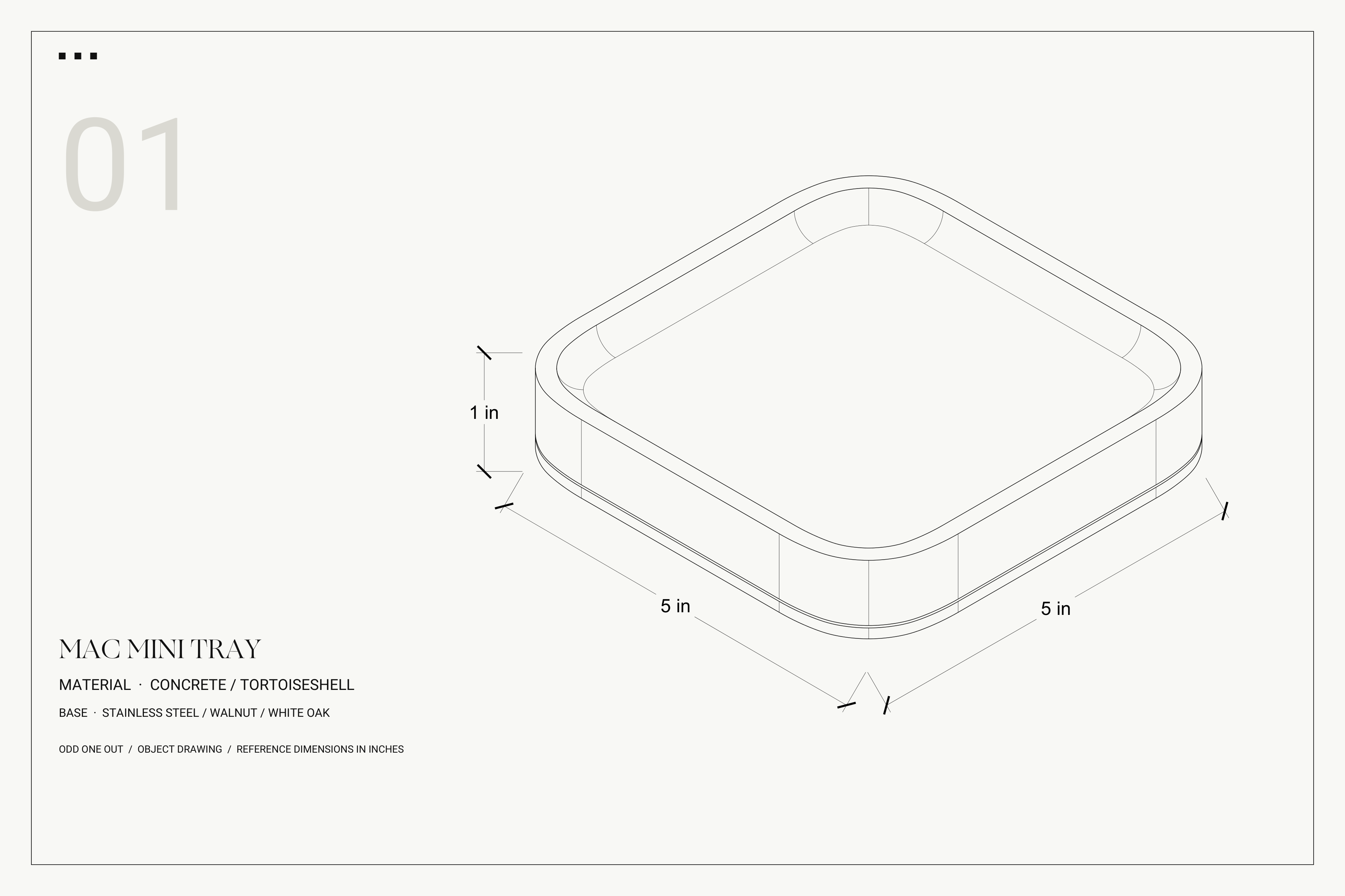 Mac Mini Tray technical drawing with dimensions