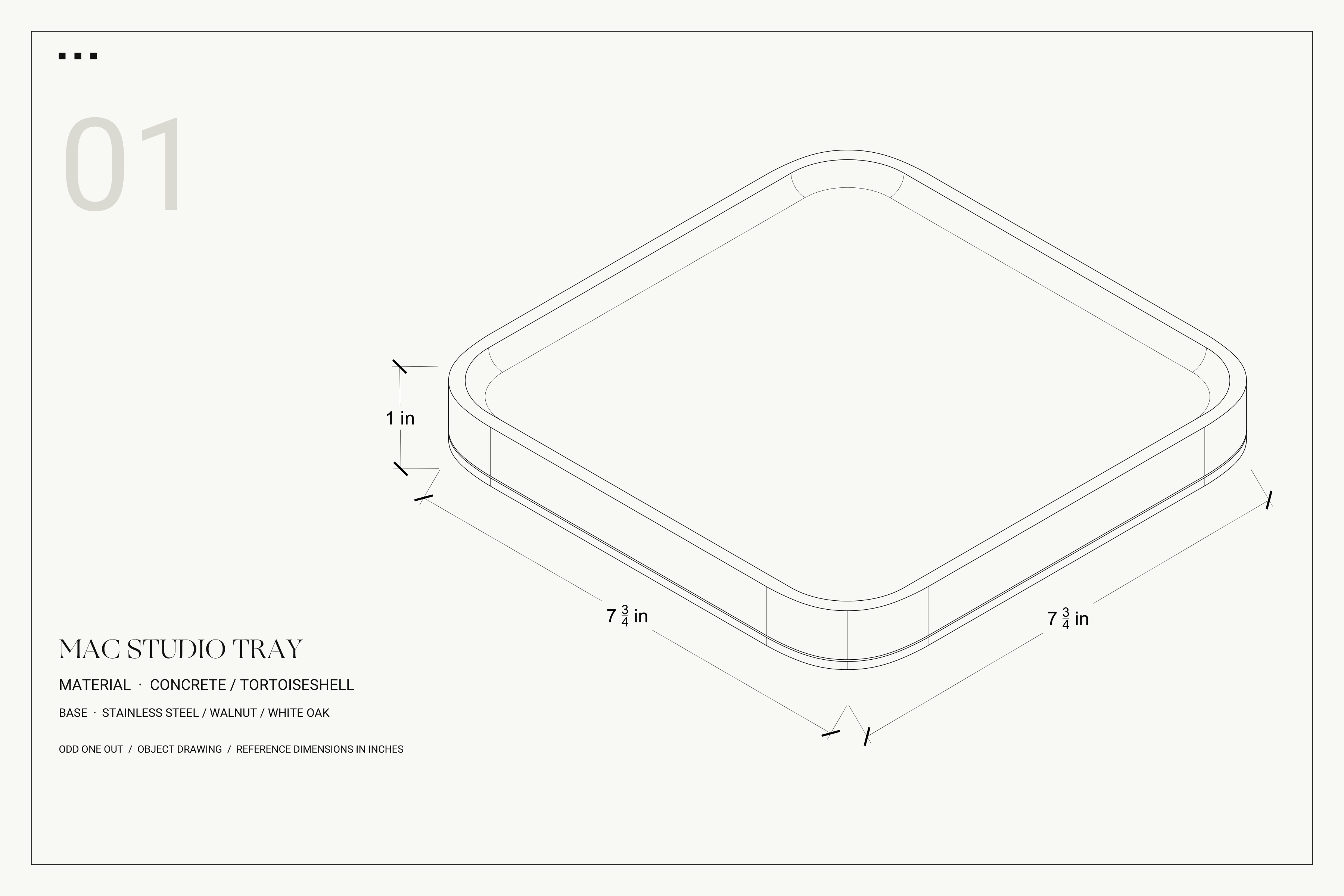 Mac Studio Tray technical drawing with dimensions
