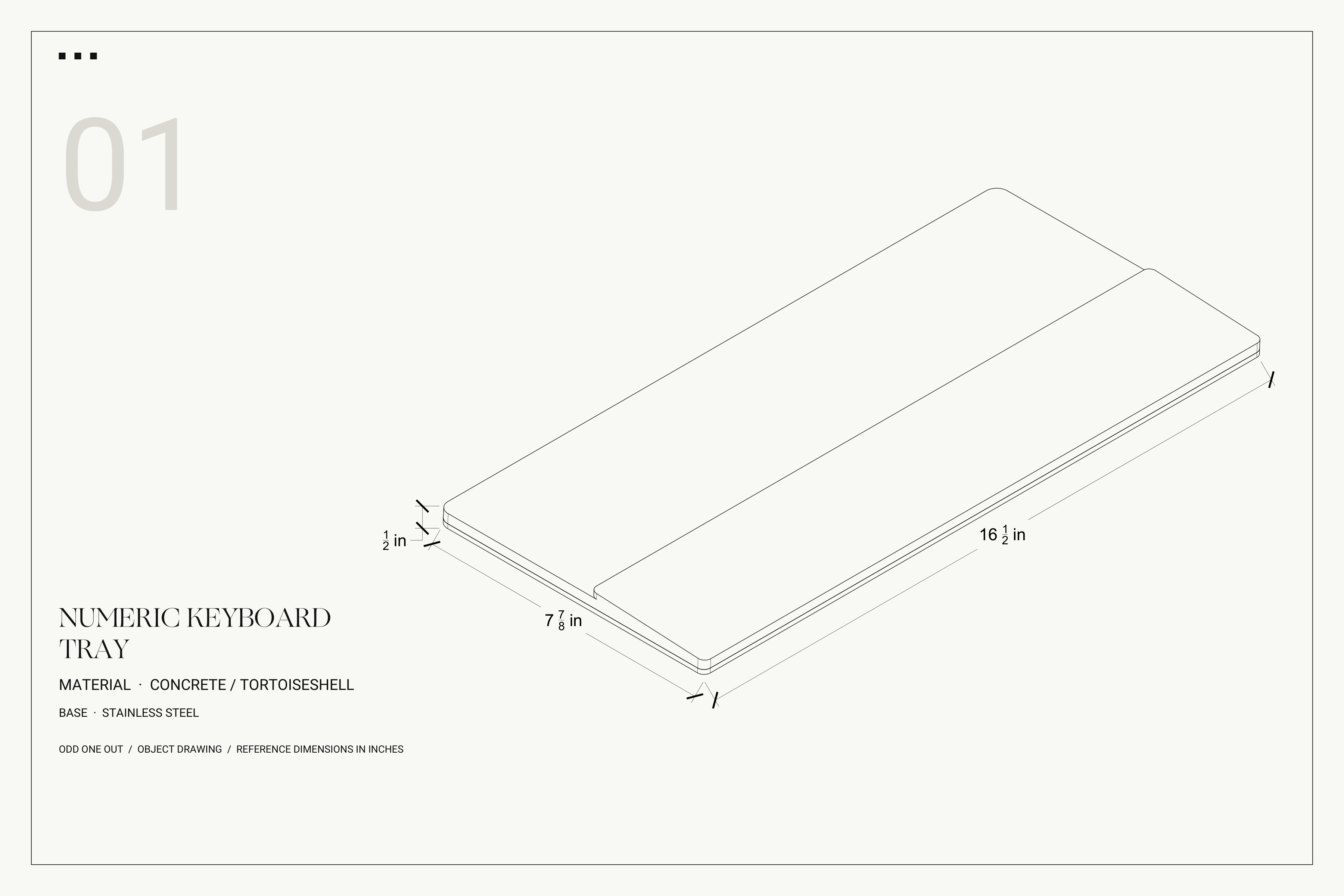 Numeric Keyboard Tray technical drawing with dimensions