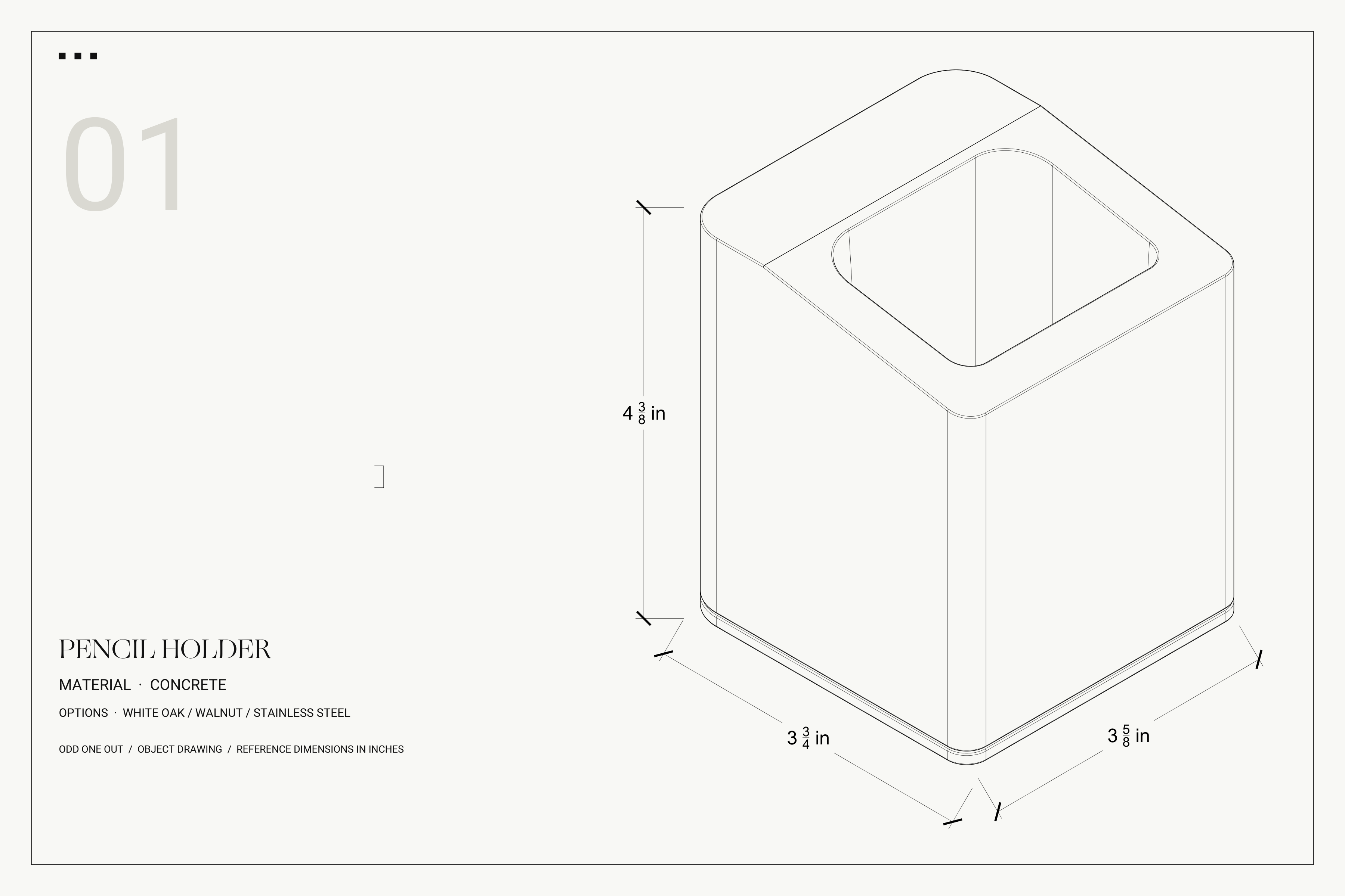 Pencil Holder technical drawing with dimensions