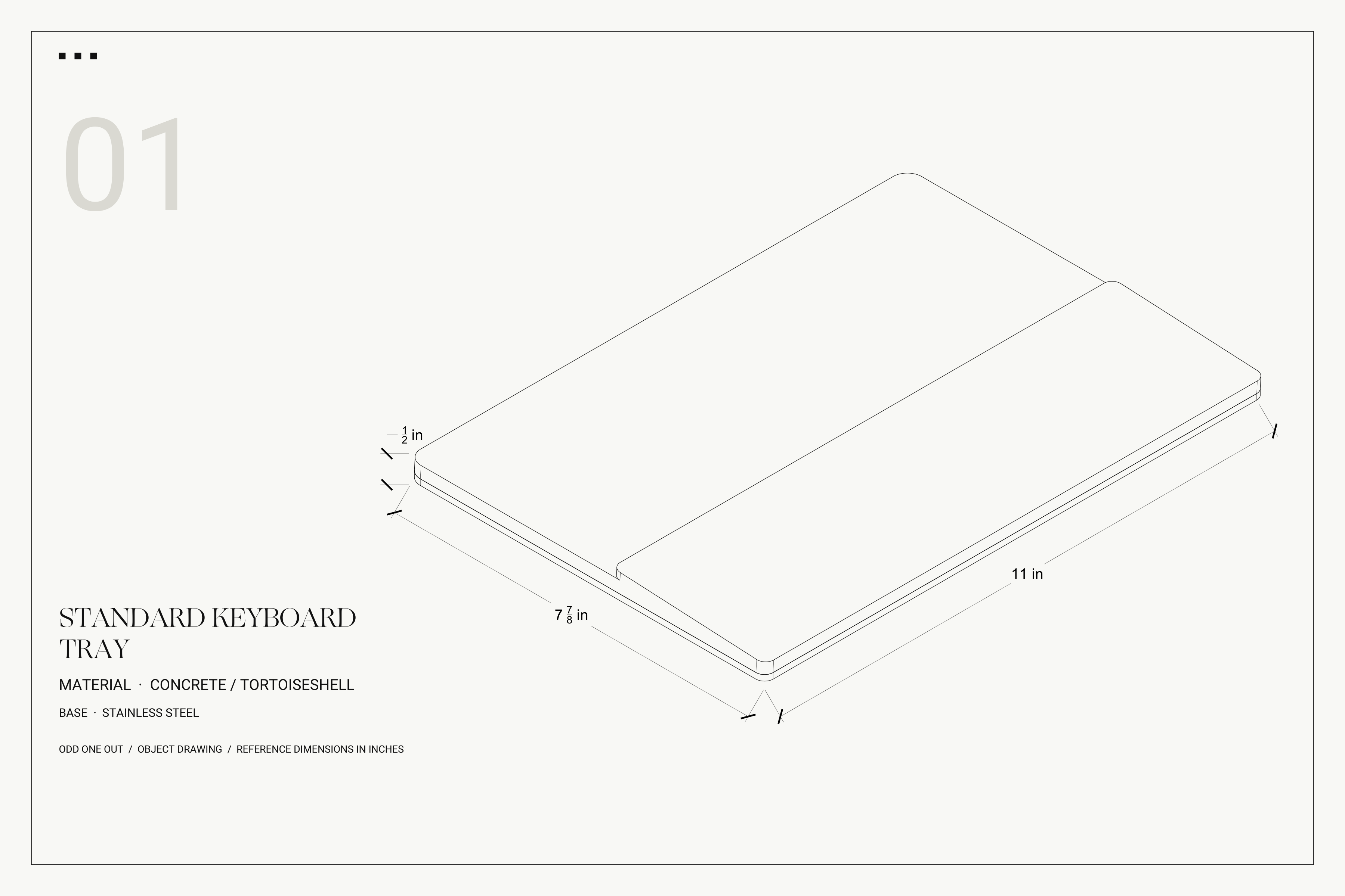 Standard Keyboard Tray technical drawing with dimensions