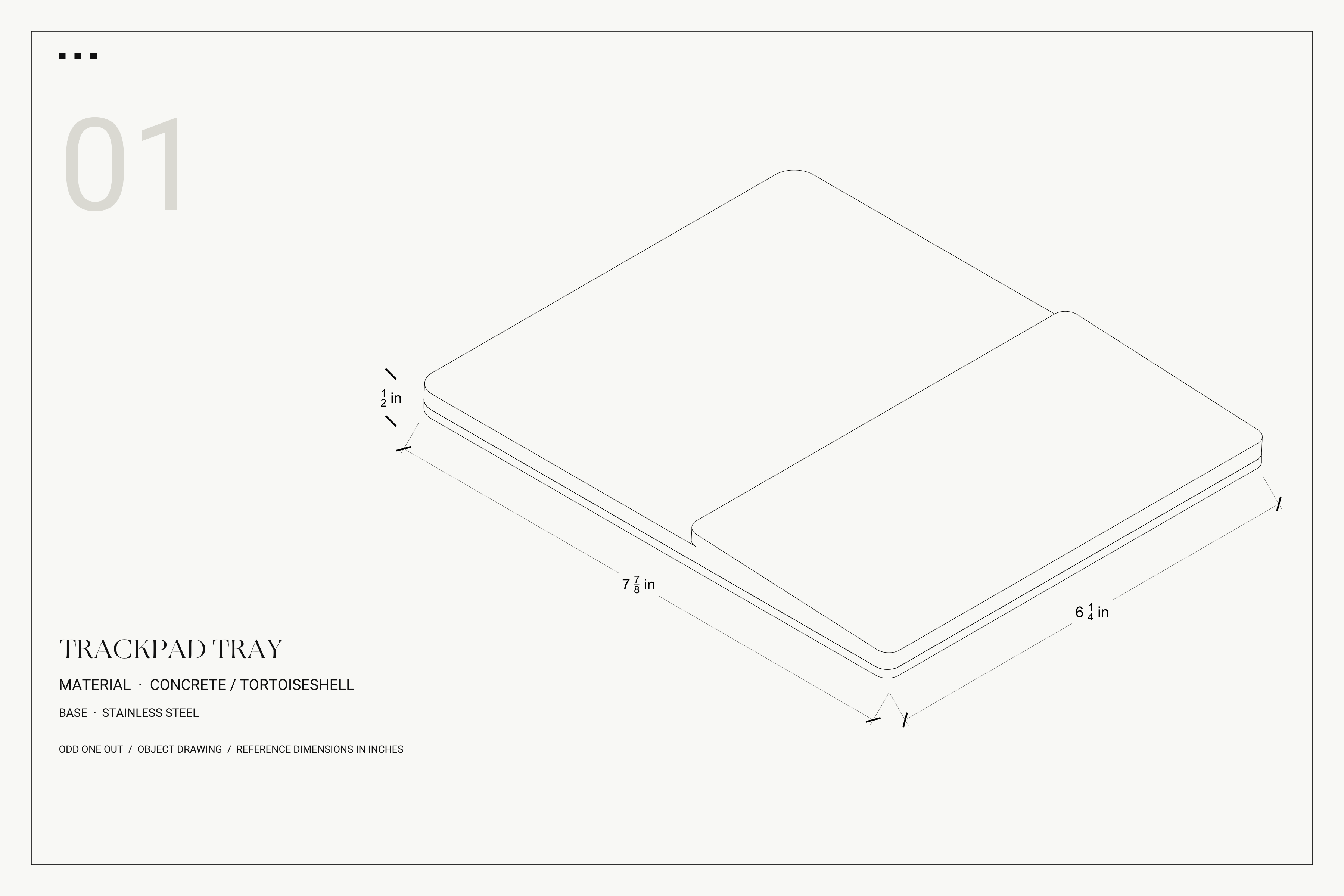 Trackpad Tray technical drawing with dimensions